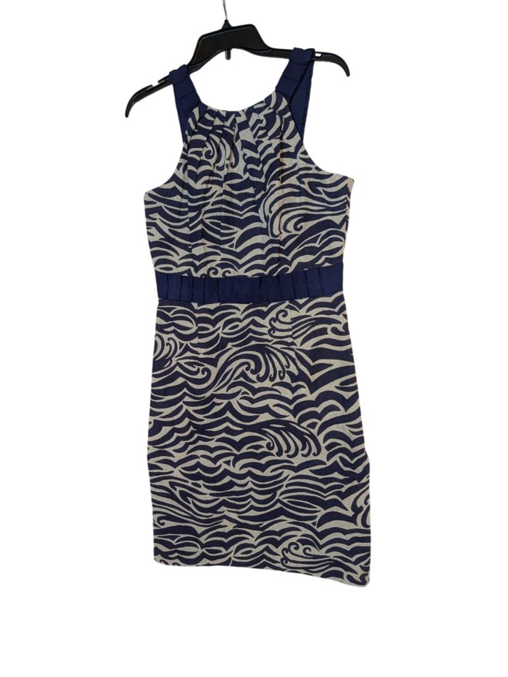 Antonio Melani Navy & White Wave Print Sleeveless Dress Size 6